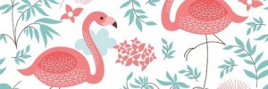 Foliage & Pink Flamingo Print